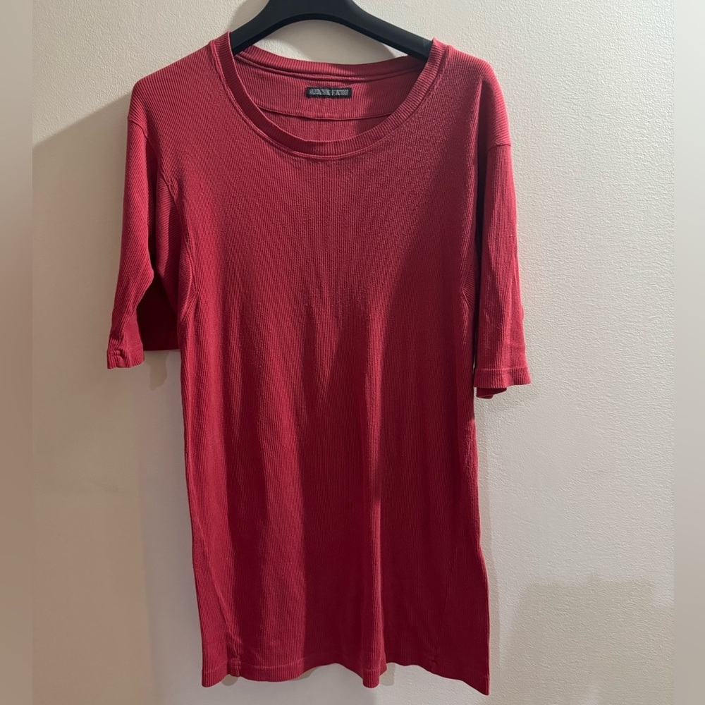 Alexandre Plokhov Red Ribbed 3/4 sleeve top